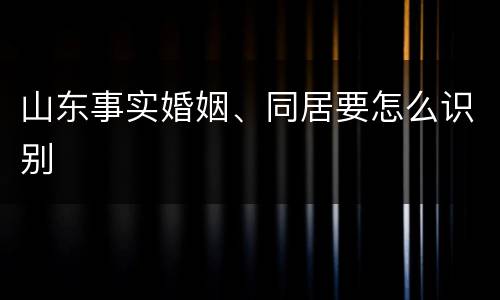 山东事实婚姻、同居要怎么识别