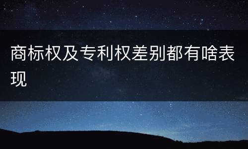 商标权及专利权差别都有啥表现