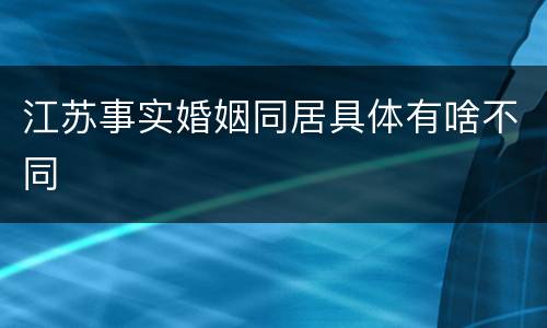江苏事实婚姻同居具体有啥不同
