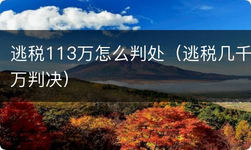 逃税113万怎么判处（逃税几千万判决）