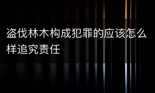 盗伐林木构成犯罪的应该怎么样追究责任