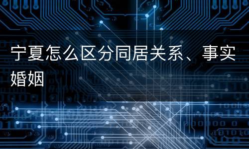 宁夏怎么区分同居关系、事实婚姻