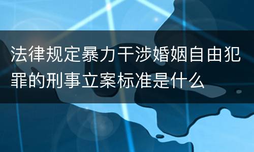 法律规定暴力干涉婚姻自由犯罪的刑事立案标准是什么