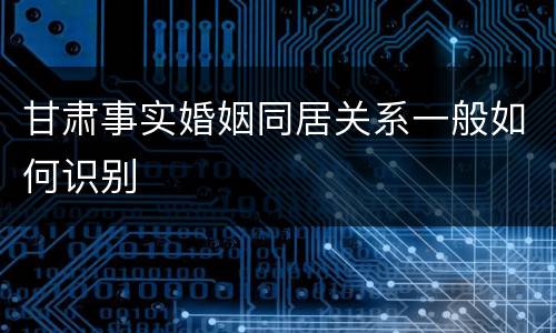 甘肃事实婚姻同居关系一般如何识别