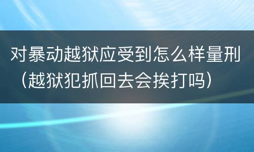 对暴动越狱应受到怎么样量刑（越狱犯抓回去会挨打吗）