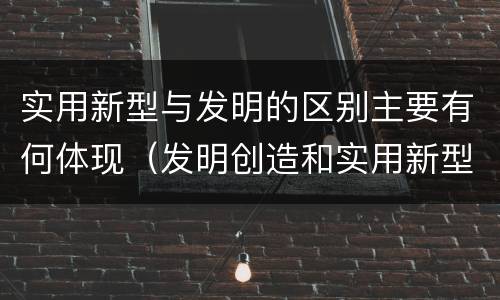 实用新型与发明的区别主要有何体现（发明创造和实用新型的区别）