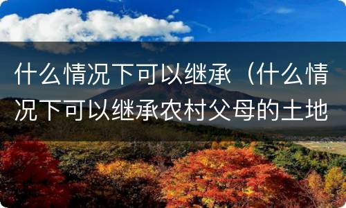 什么情况下可以继承（什么情况下可以继承农村父母的土地）