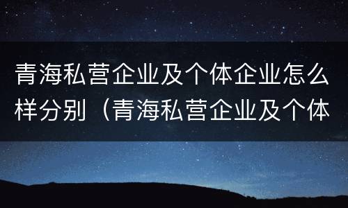 青海私营企业及个体企业怎么样分别（青海私营企业及个体企业怎么样分别交多少税）