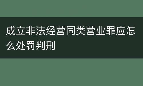 成立非法经营同类营业罪应怎么处罚判刑