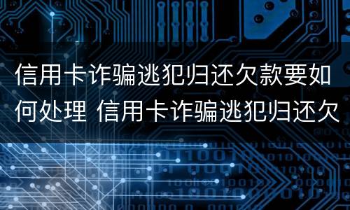 信用卡诈骗逃犯归还欠款要如何处理 信用卡诈骗逃犯归还欠款要如何处理呢