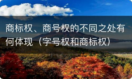 商标权、商号权的不同之处有何体现（字号权和商标权）
