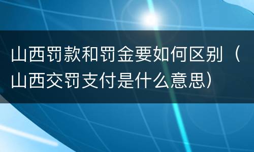 山西罚款和罚金要如何区别（山西交罚支付是什么意思）