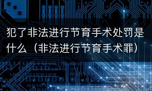 犯了非法进行节育手术处罚是什么（非法进行节育手术罪）