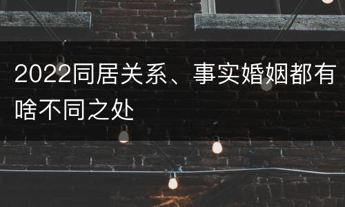 2022同居关系、事实婚姻都有啥不同之处