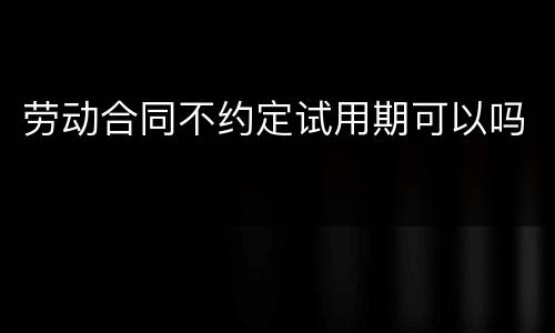 劳动合同不约定试用期可以吗