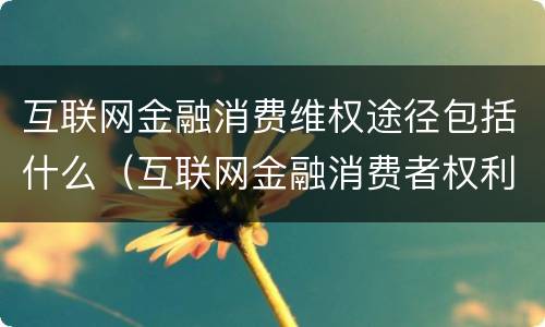 互联网金融消费维权途径包括什么（互联网金融消费者权利有哪些）