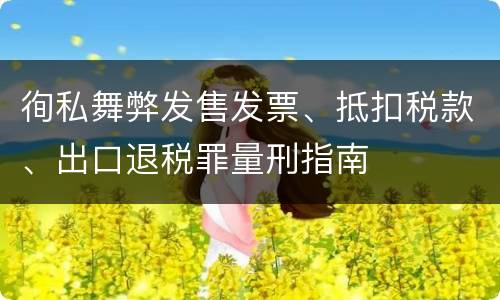 徇私舞弊发售发票、抵扣税款、出口退税罪量刑指南