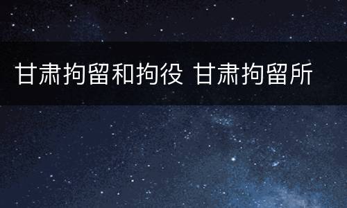 甘肃拘留和拘役 甘肃拘留所