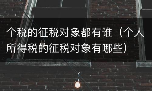 个税的征税对象都有谁（个人所得税的征税对象有哪些）