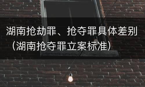 湖南抢劫罪、抢夺罪具体差别（湖南抢夺罪立案标准）