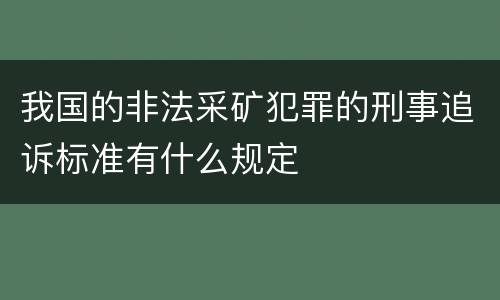 我国的非法采矿犯罪的刑事追诉标准有什么规定