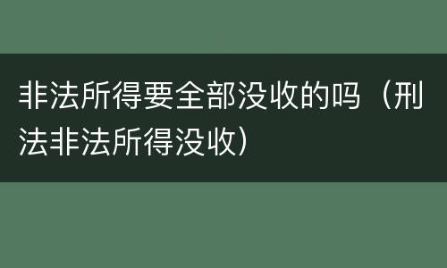 非法所得要全部没收的吗（刑法非法所得没收）