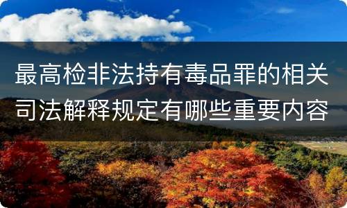 最高检非法持有毒品罪的相关司法解释规定有哪些重要内容