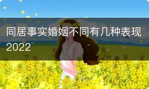 同居事实婚姻不同有几种表现2022