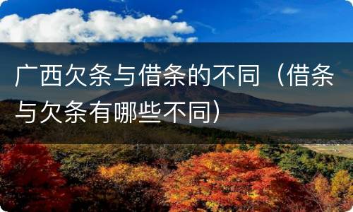 广西欠条与借条的不同（借条与欠条有哪些不同）
