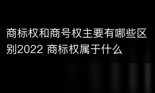 商标权和商号权主要有哪些区别2022 商标权属于什么