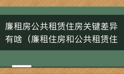 廉租房公共租赁住房关键差异有啥（廉租住房和公共租赁住房）