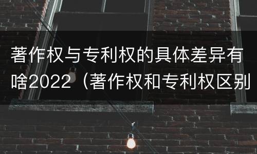 著作权与专利权的具体差异有啥2022（著作权和专利权区别）