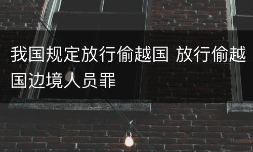 我国规定放行偷越国 放行偷越国边境人员罪