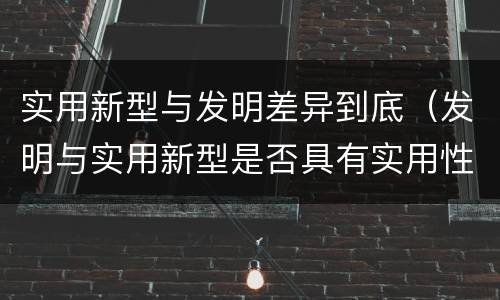 实用新型与发明差异到底（发明与实用新型是否具有实用性）
