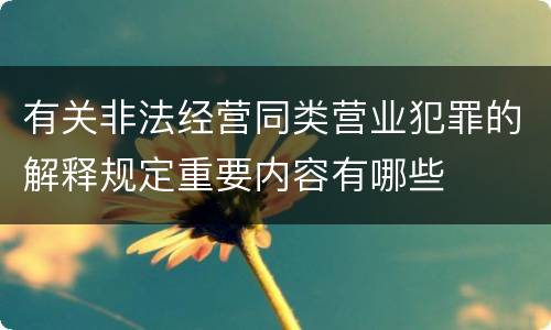 有关非法经营同类营业犯罪的解释规定重要内容有哪些
