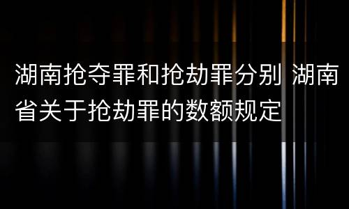 湖南抢夺罪和抢劫罪分别 湖南省关于抢劫罪的数额规定