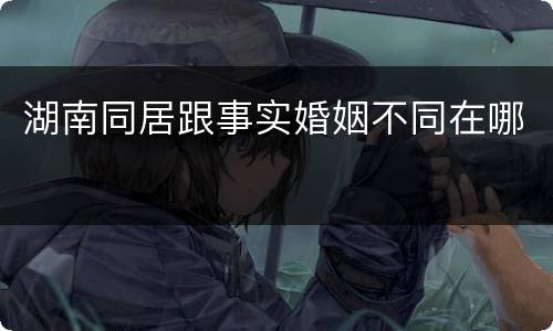 湖南同居跟事实婚姻不同在哪