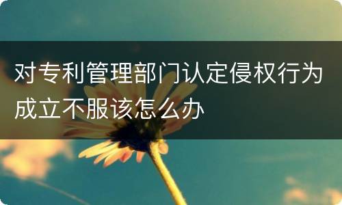 对专利管理部门认定侵权行为成立不服该怎么办