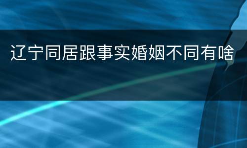 辽宁同居跟事实婚姻不同有啥