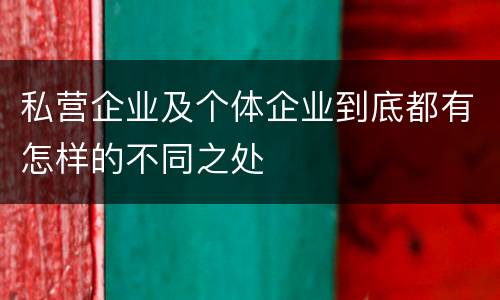 私营企业及个体企业到底都有怎样的不同之处