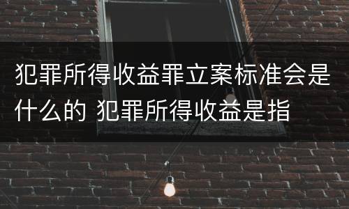 犯罪所得收益罪立案标准会是什么的 犯罪所得收益是指