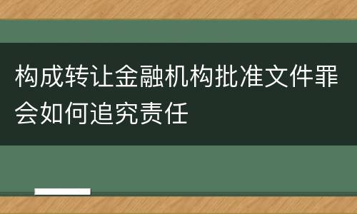 构成转让金融机构批准文件罪会如何追究责任