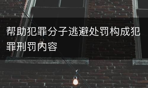 帮助犯罪分子逃避处罚构成犯罪刑罚内容