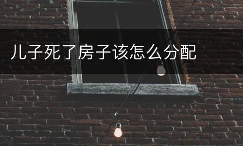 儿子死了房子该怎么分配