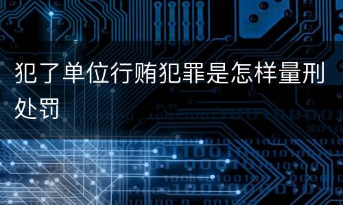 犯了单位行贿犯罪是怎样量刑处罚