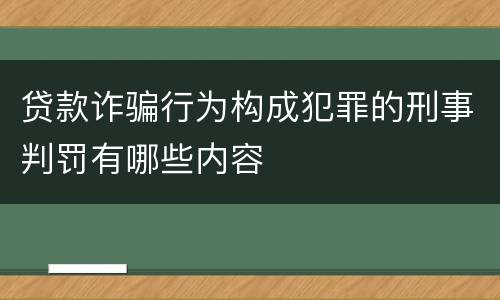 贷款诈骗行为构成犯罪的刑事判罚有哪些内容
