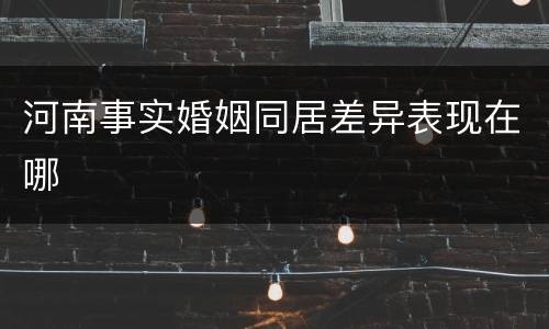 河南事实婚姻同居差异表现在哪