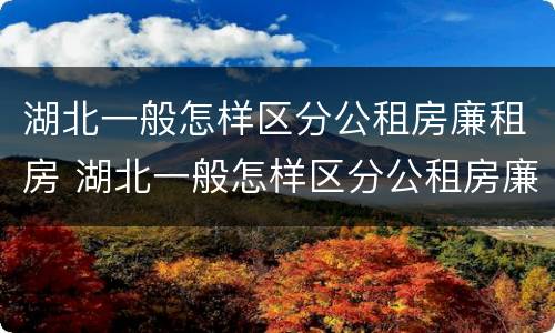 湖北一般怎样区分公租房廉租房 湖北一般怎样区分公租房廉租房呢