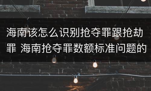海南该怎么识别抢夺罪跟抢劫罪 海南抢夺罪数额标准问题的规定