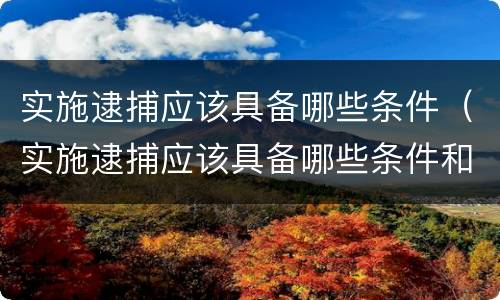 实施逮捕应该具备哪些条件（实施逮捕应该具备哪些条件和要求）